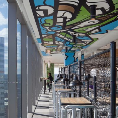 CEB Gartner cafe perimeter with chain link fence